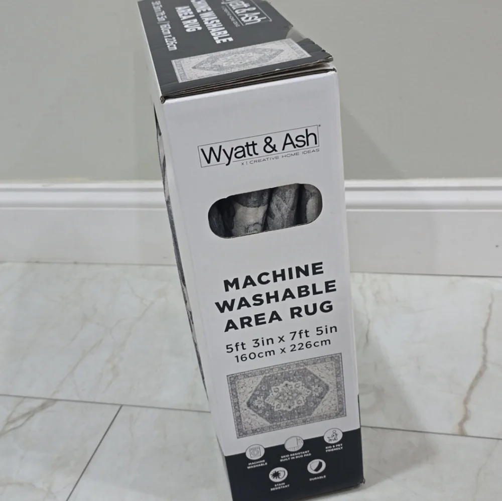 Gray Machine Washable Area Rug - Picture 3 of 7